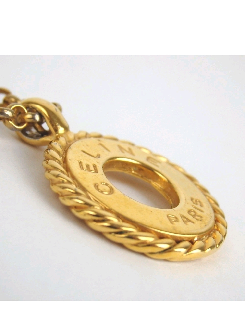 Celine Paris Gold-Tone Rope Circle Pendant Necklace - Picture 6 of 9